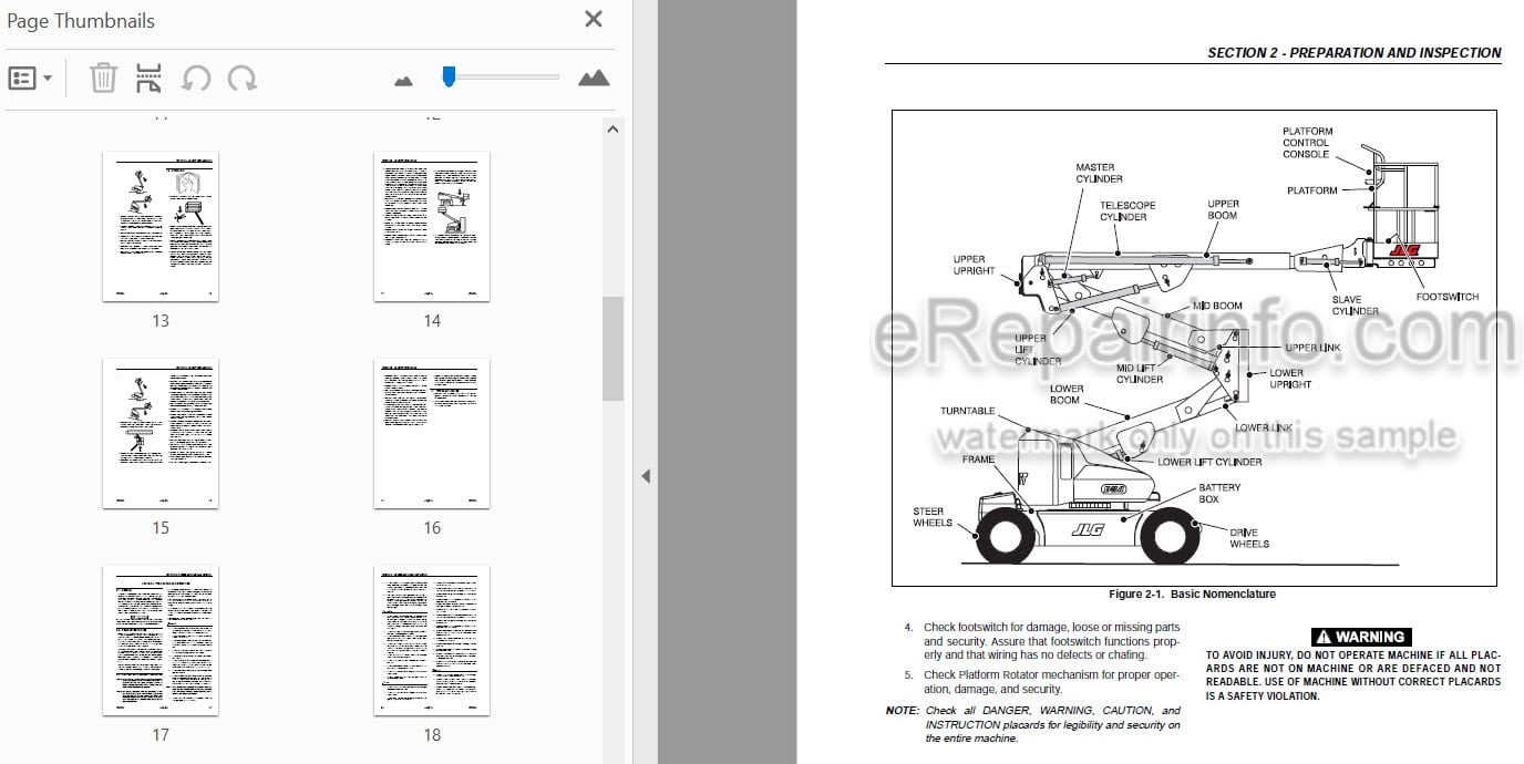 Photo 3 - JLG M45A M45AJ E45A E45AJ Operators And Safety Manual Boom Lift