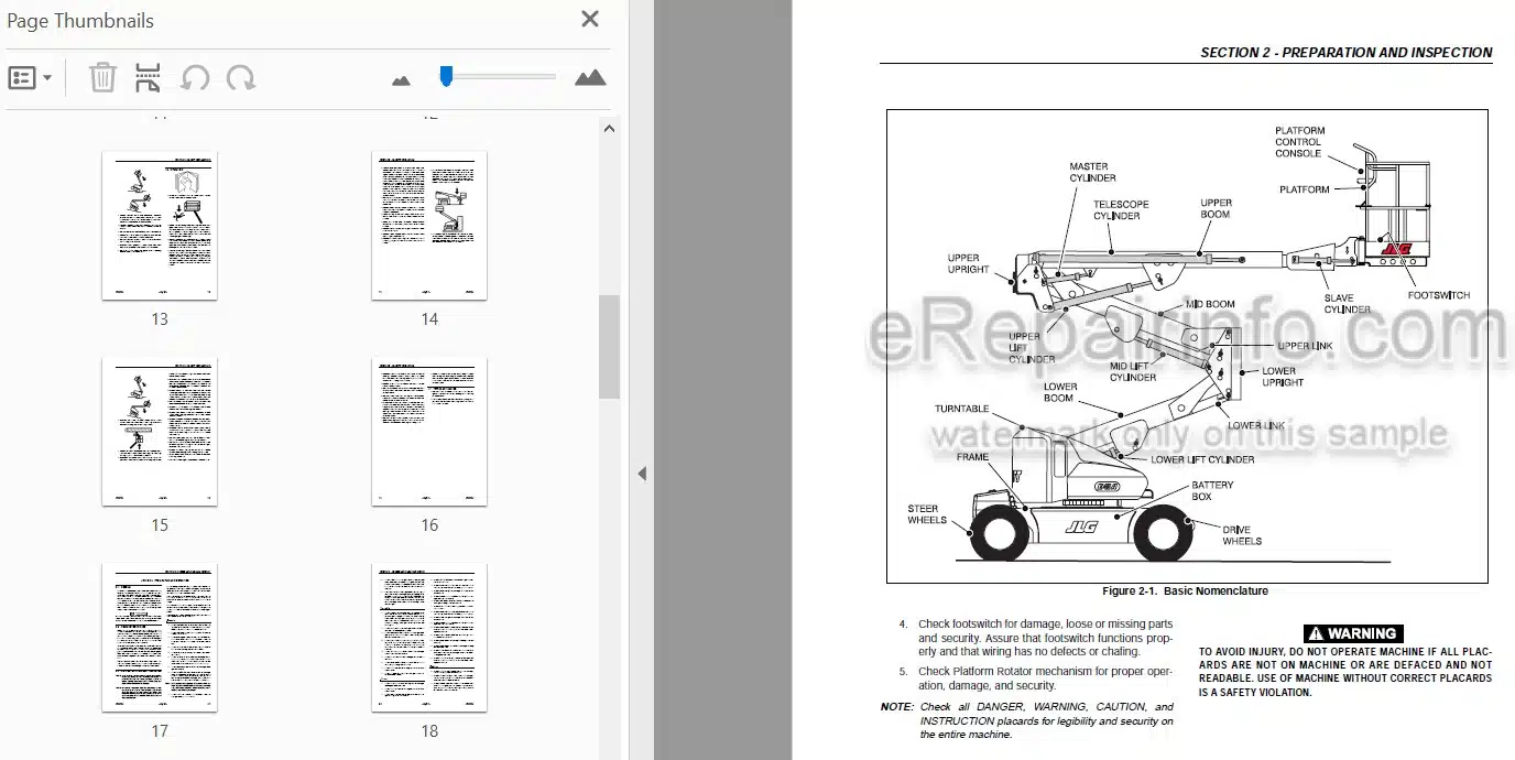 Photo 3 - JLG M45A M45AJ E45A E45AJ Operators And Safety Manual Boom Lift