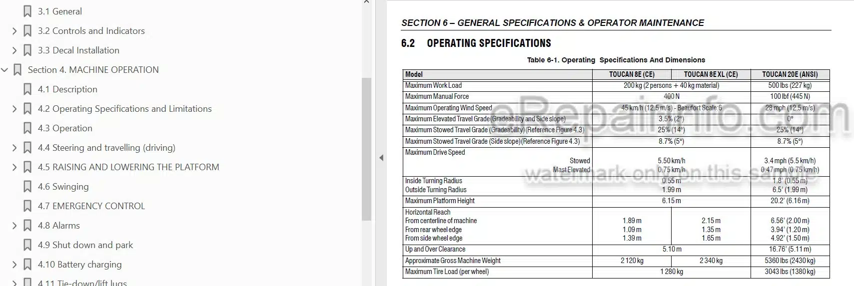 Photo 3 - JLG Toucan 8E 20E Operation And Safety Manual Mast Boom Lift