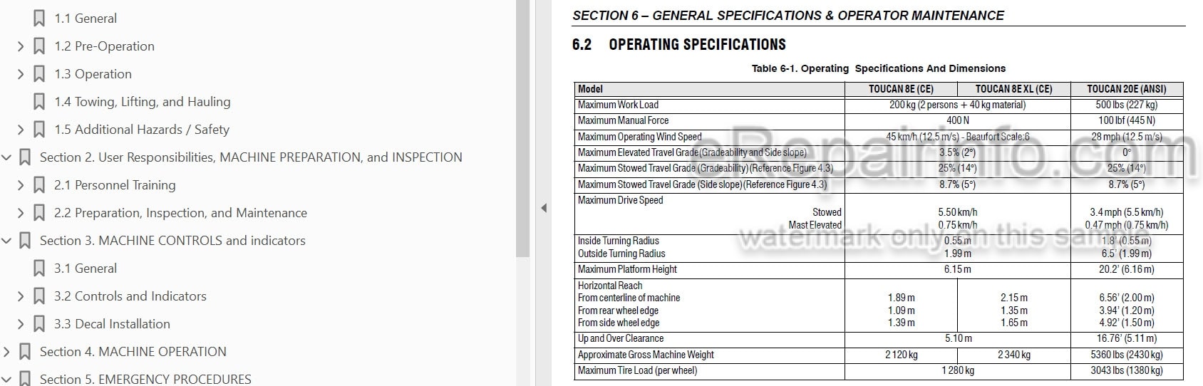 Photo 3 - JLG Toucan 8E 20E Operation And Safety Manual Mast Boom Lift SN A300052840-