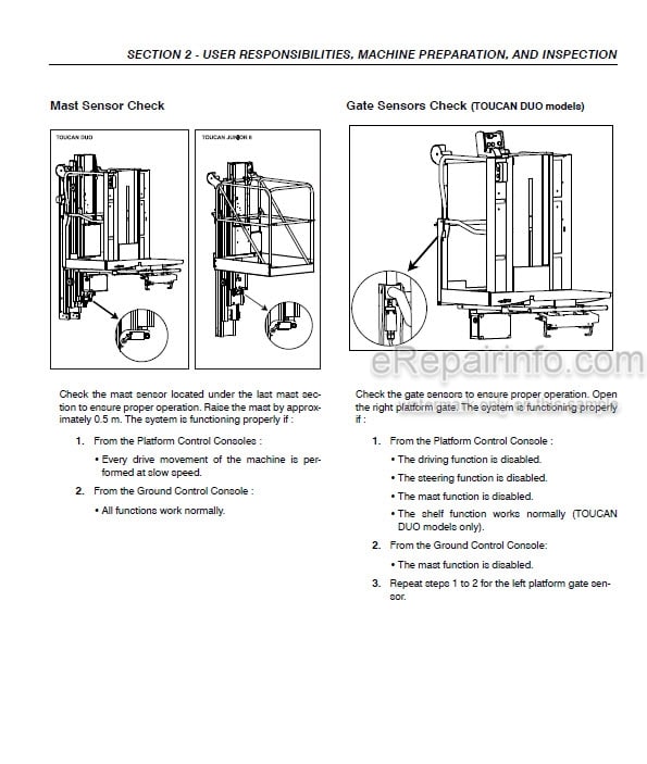 Photo 3 - JLG Toucan Duo Junior B Operation And Safety Manual Mast Boom Lift SN A130020186-