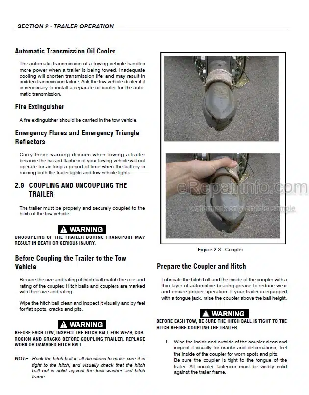 Photo 4 - JLG Triple-L Operation Safety And Service Manual Trailer 3121224