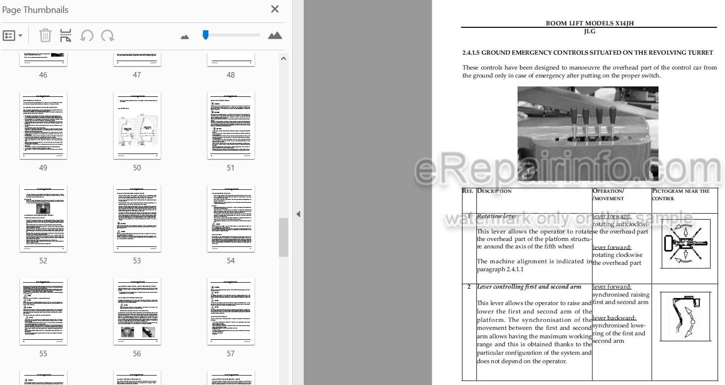 Photo 3 - JLG X14JH Operation Safety Maintenance And Service Manual Boom Lift