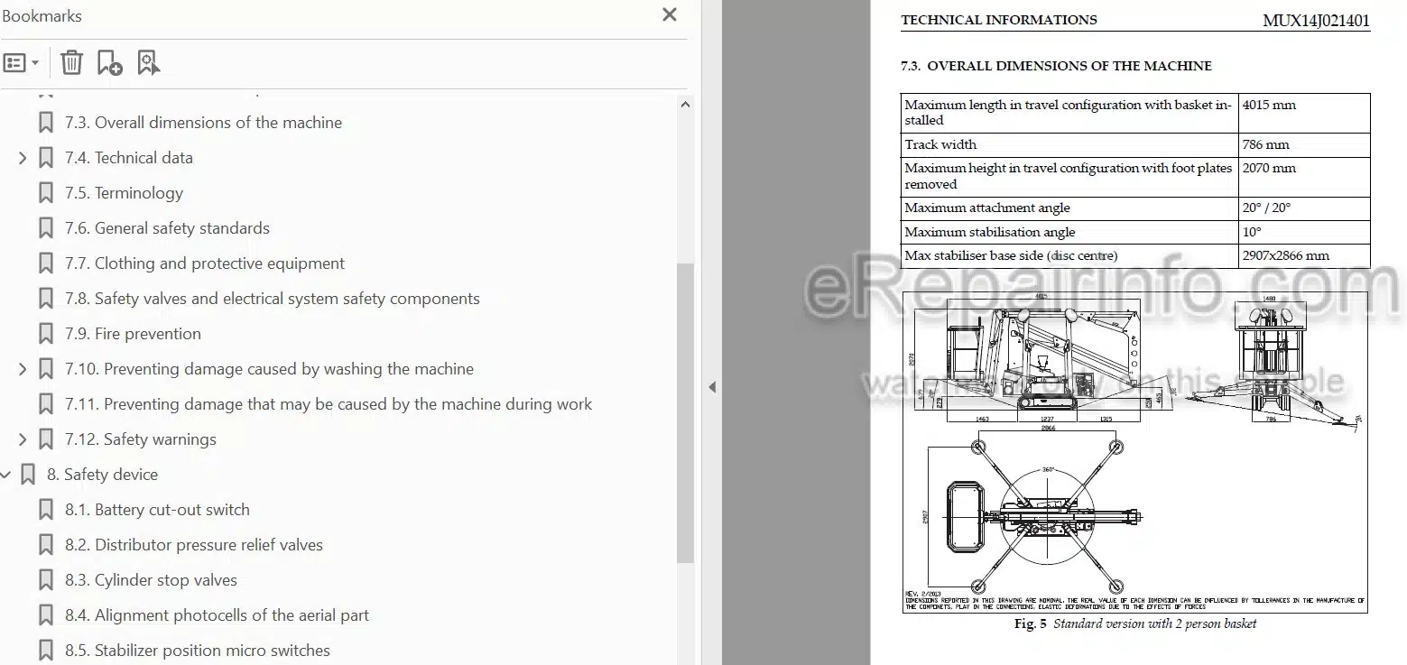 Photo 3 - JLG X14J Operator Safety Maintenance And Service Manual Boom Lift