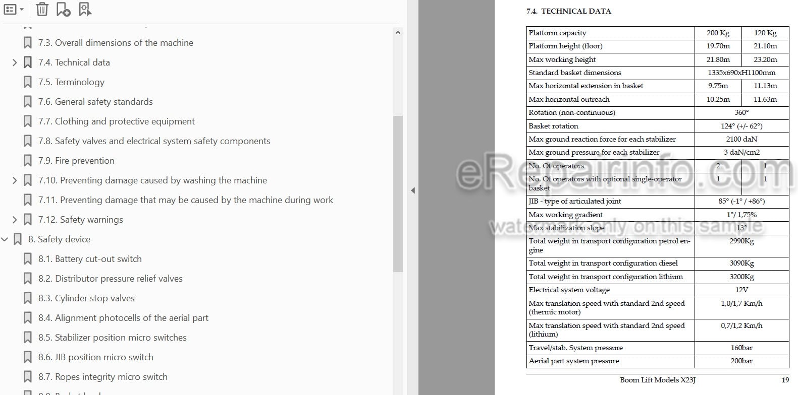 Photo 3 - JLG X23J Operator Safety Maintenance Service Manual Boom Lift