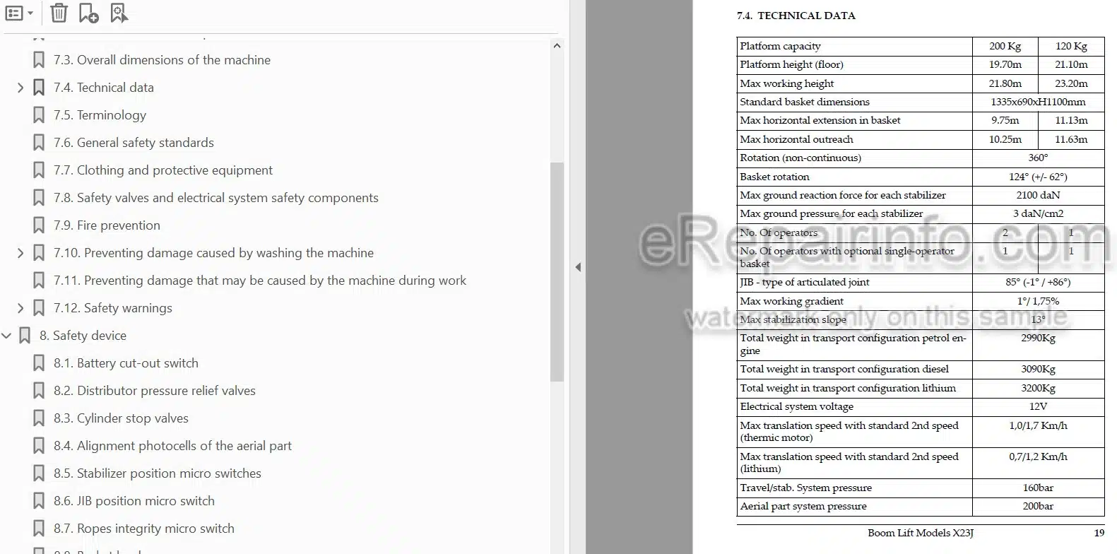 Photo 3 - JLG X23J Operator Safety Maintenance Service Manual Boom Lift