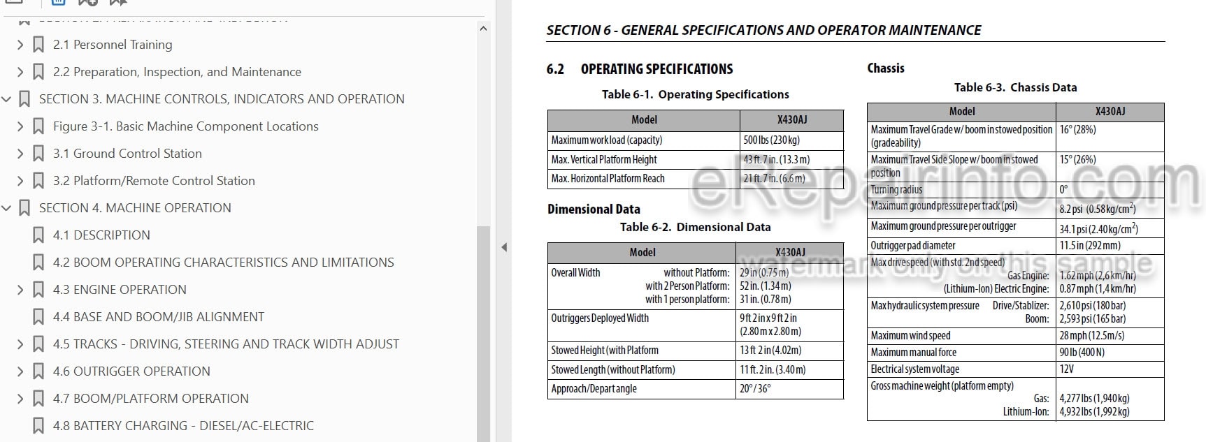 Photo 3 - JLG X430AJ Operation And Safety Manual Boom Lift