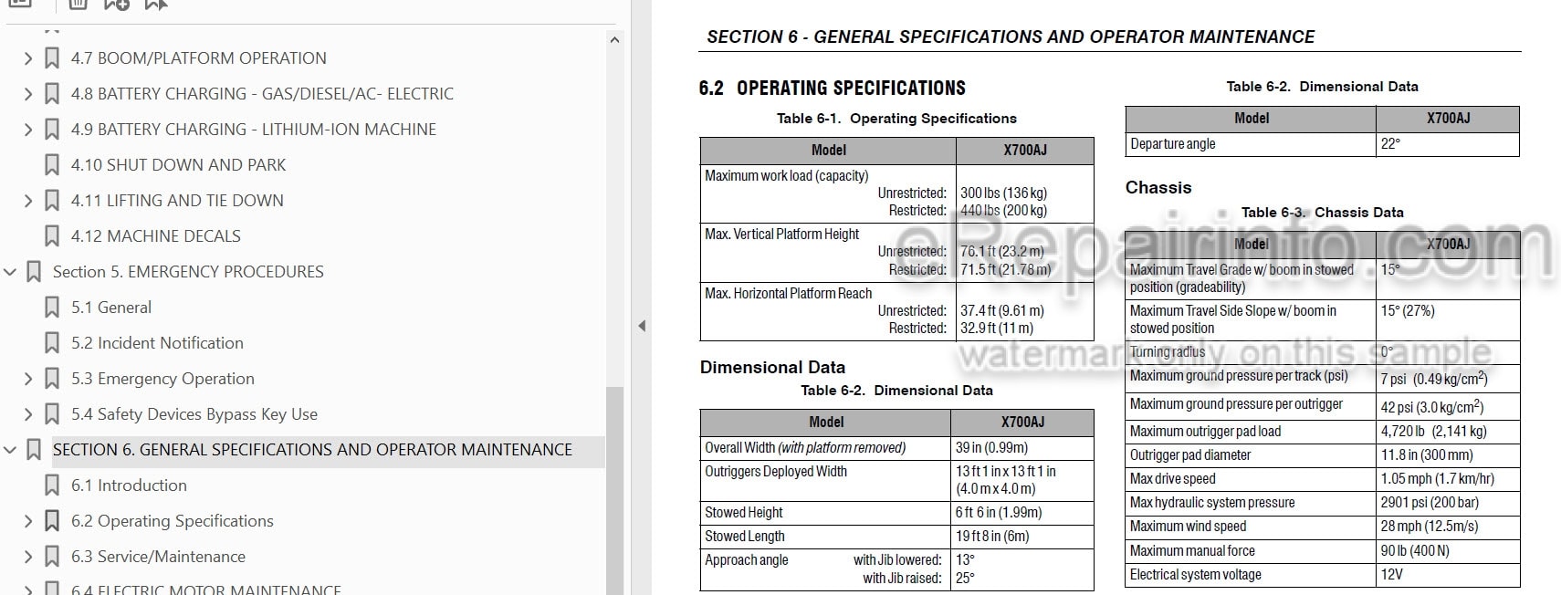Photo 3 - JLG X700AJ Operation And Safety Manual Boom Lift