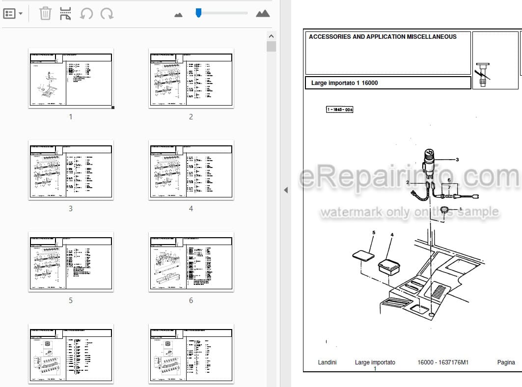 Photo 3 - Landini 16000 Parts Catalog Tractor 1637176M1