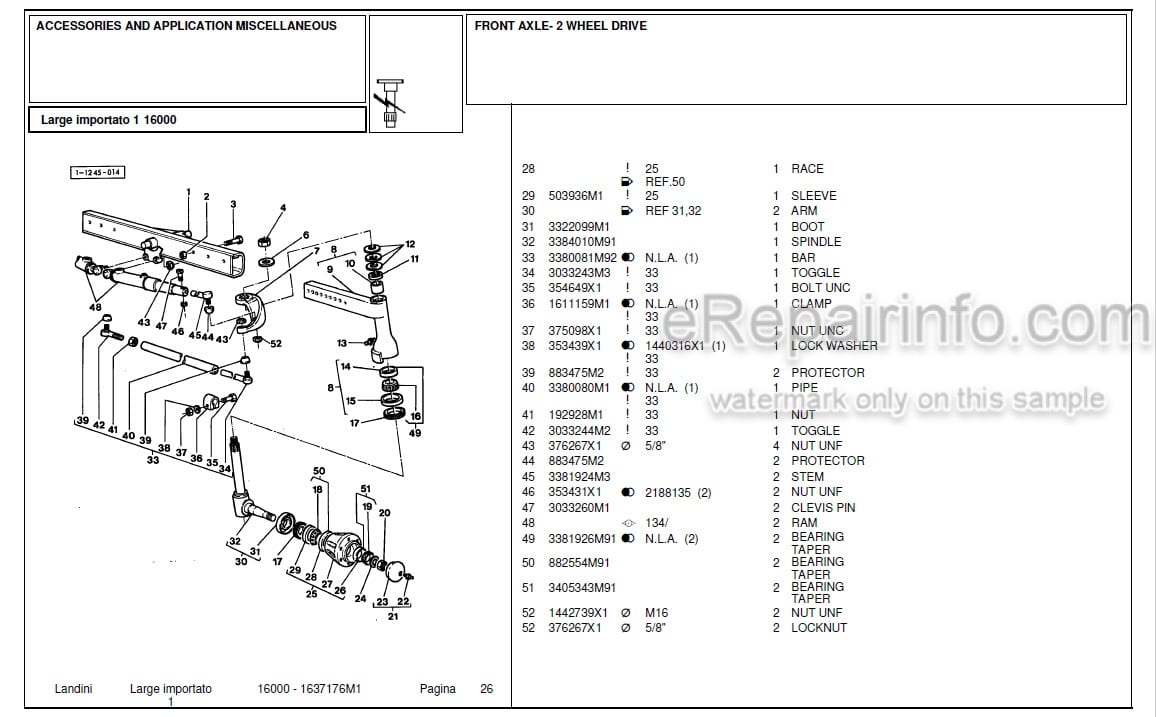 Photo 4 - Landini 16000 Parts Catalog Tractor 1637176M1