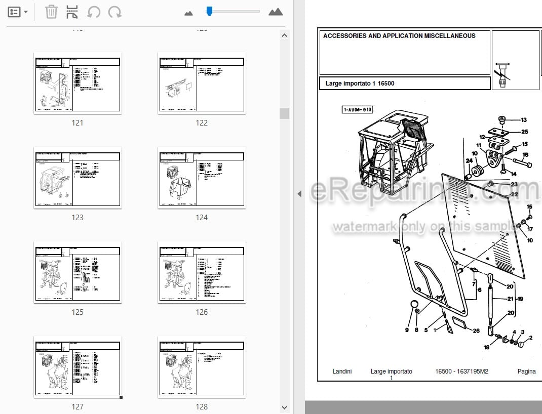 Photo 3 - Landini 16500 Parts Catalog Tractor 1637195M2