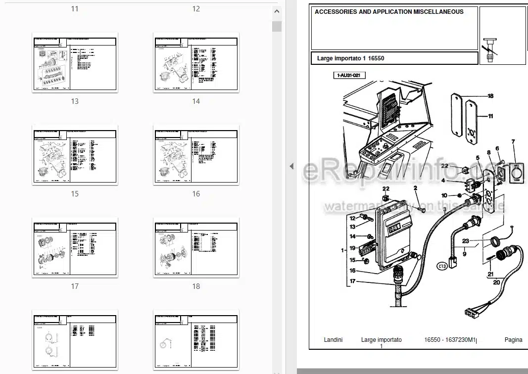 Photo 3 - Landini 16550 Parts Catalog Tractor 1637230M1