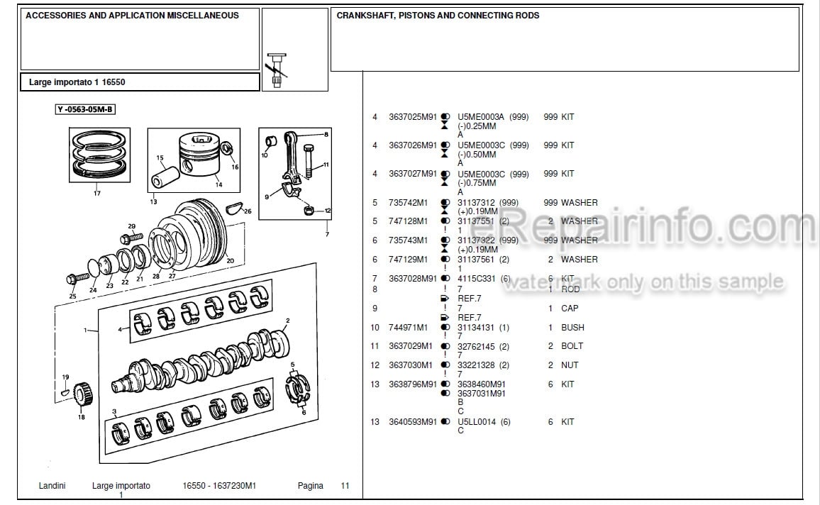 Photo 4 - Landini 16550 Parts Catalog Tractor 1637230M1