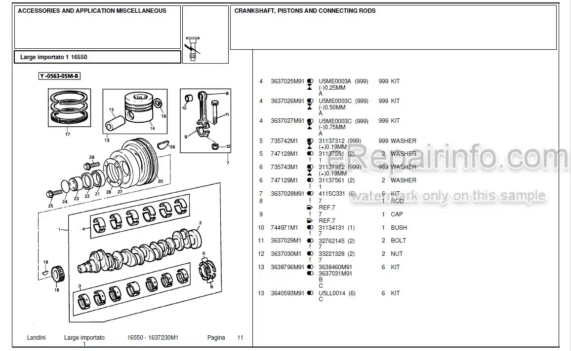 Photo 4 - Landini 16550 Parts Catalog Tractor 1637230M1
