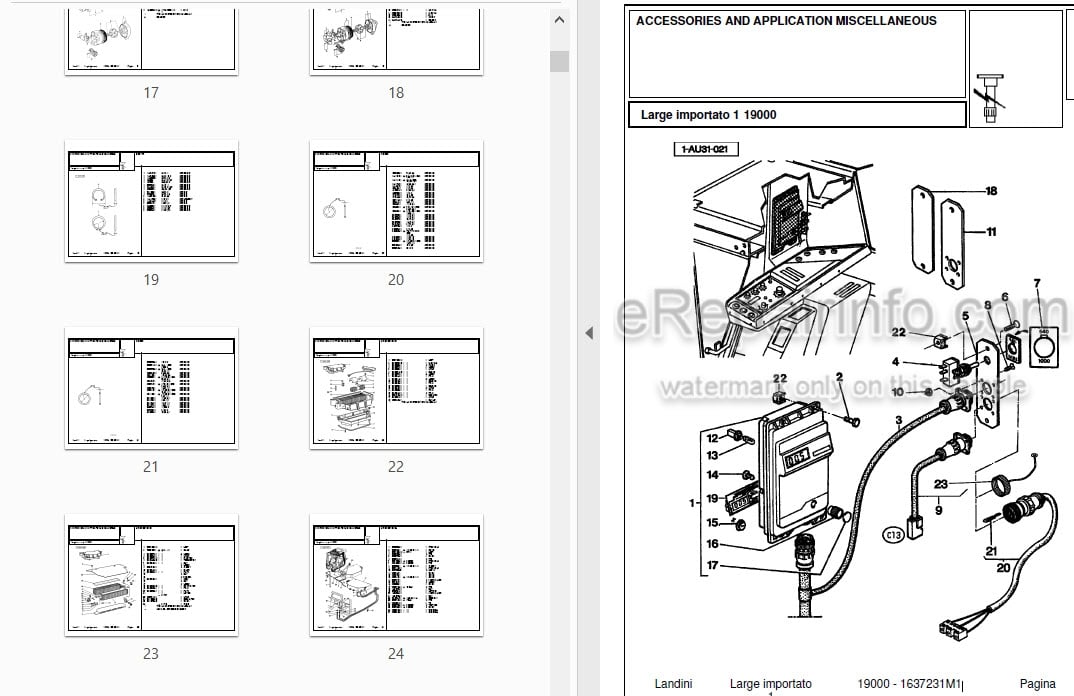 Photo 3 - Landini 19000 Parts Catalog Tractor 1637231M1