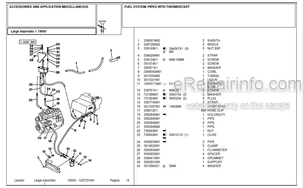 Photo 7 - Landini 19000 Parts Catalog Tractor 1637231M1