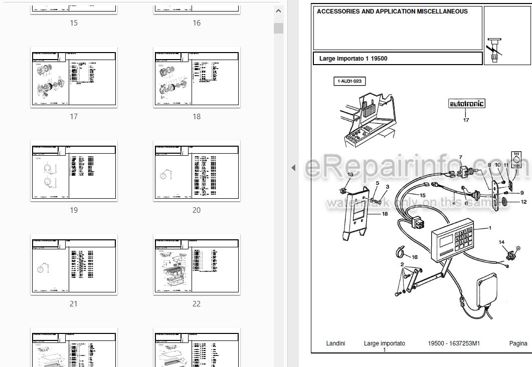 Photo 3 - Landini 19500 Parts Catalog Tractor 1637253M1