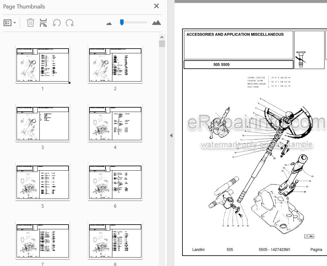 Photo 3 - Landini 5505 Parts Catalog Tractor 1427423M1