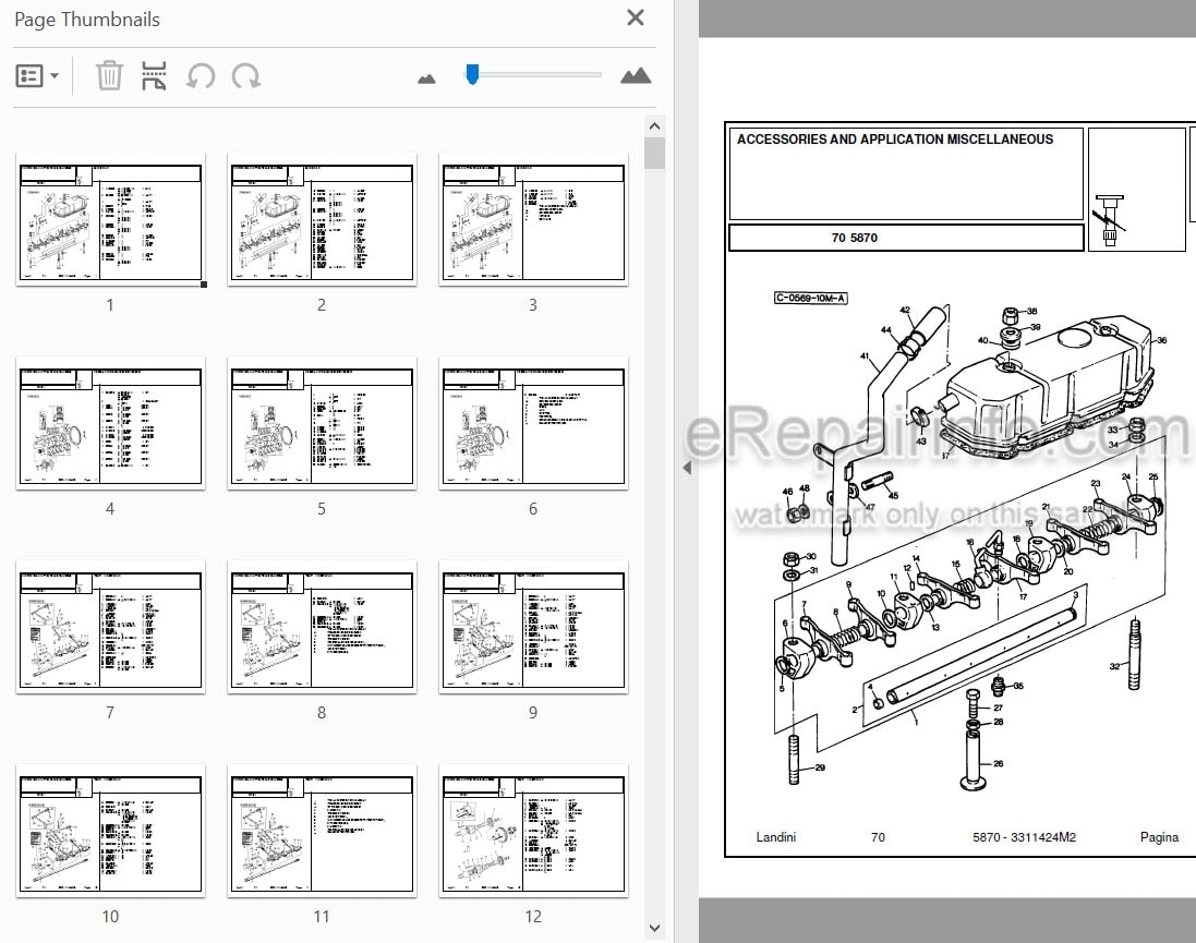 Photo 3 - Landini 5870 Parts Catalog Tractor 3311424M2