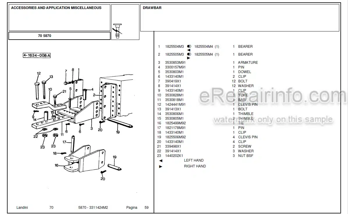 Photo 3 - Landini 5870 Parts Catalog Tractor 3311424M2