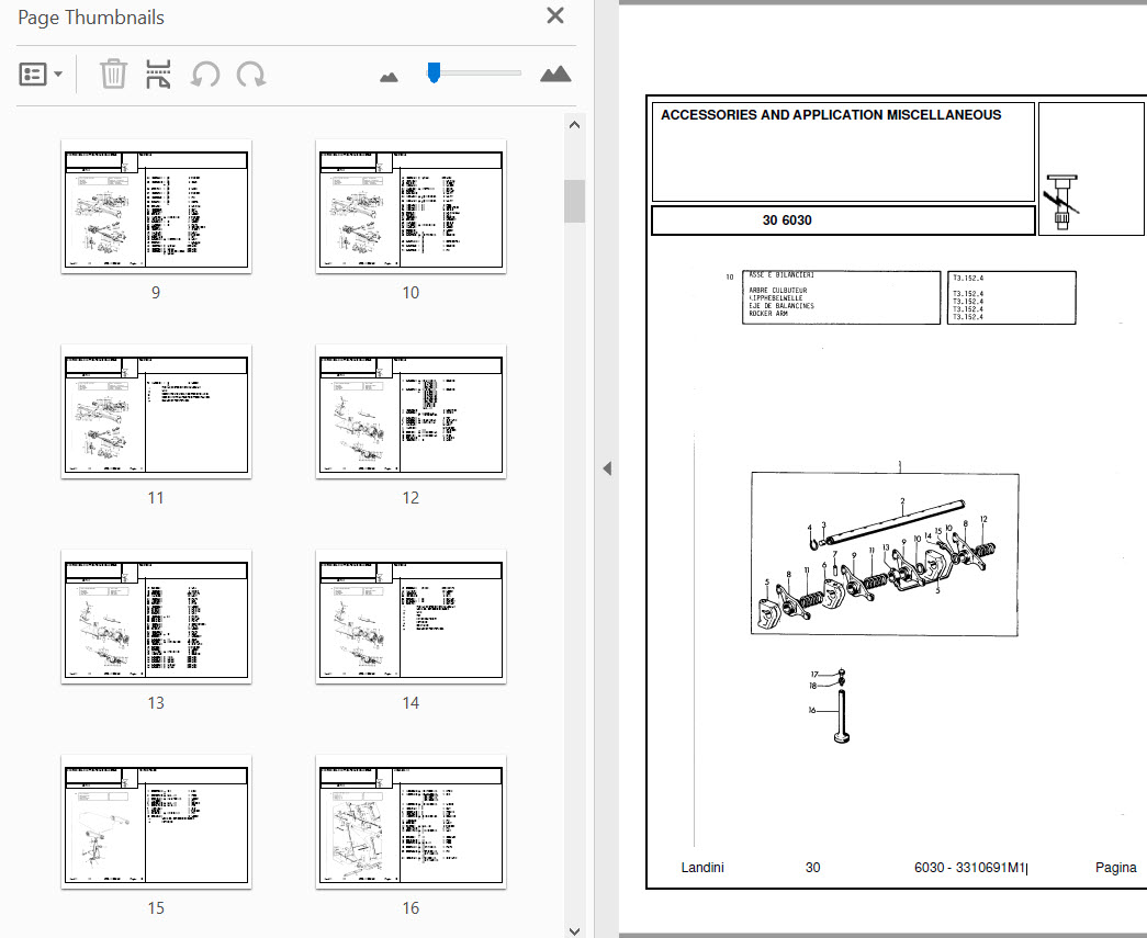 Photo 3 - Landini 6030 Parts Catalog Tractor 3310691M1