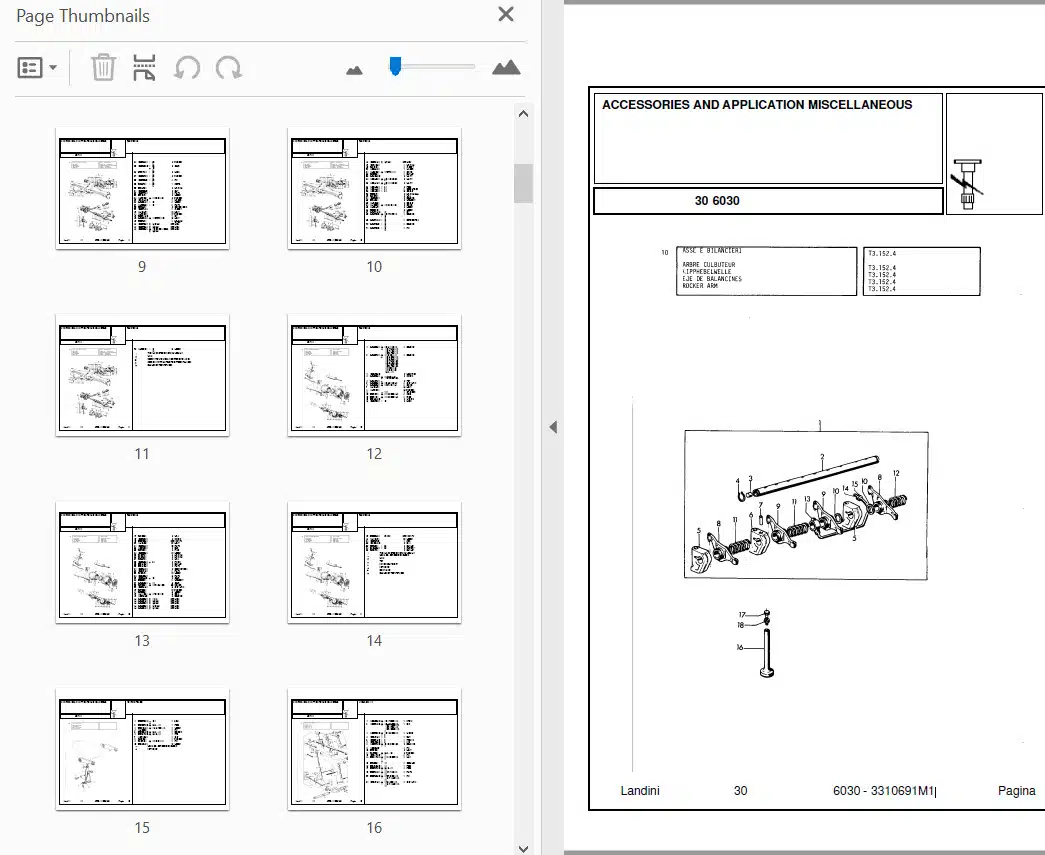 Photo 3 - Landini 6030 Parts Catalog Tractor 3310691M1