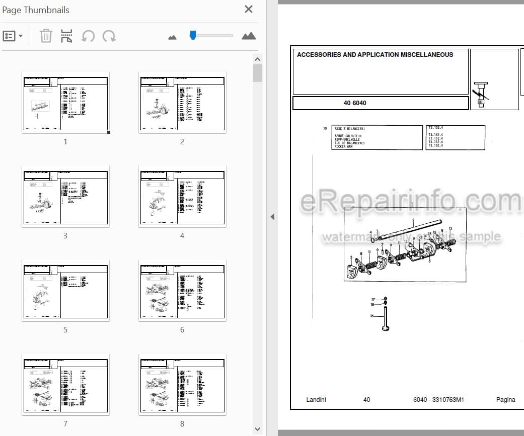 Photo 3 - Landini 6040 Parts Catalog Tractor 3310763M1