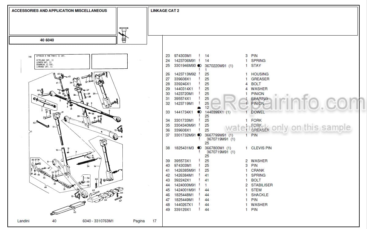 Photo 4 - Landini 6040 Parts Catalog Tractor 3310763M1