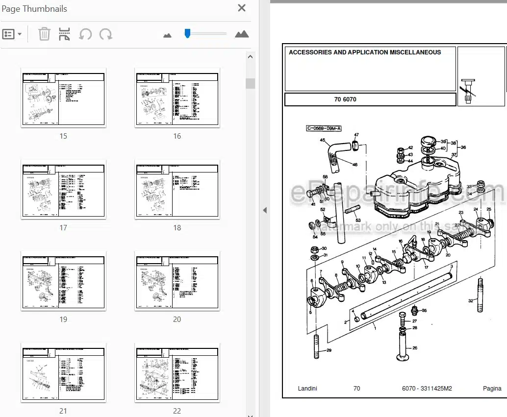 Photo 3 - Landini 6070 Parts Catalog Tractor 3311425M2