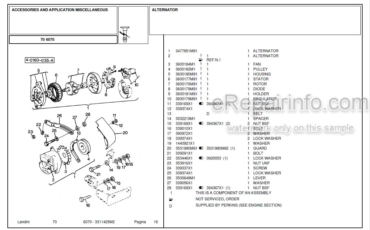 Photo 4 - Landini 6070 Parts Catalog Tractor 3311425M2