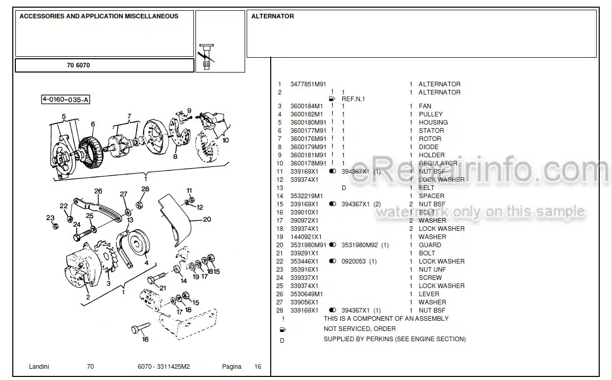 Photo 4 - Landini 6070 Parts Catalog Tractor 3311425M2