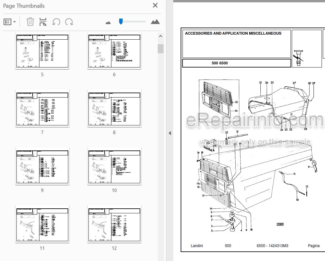 Photo 3 - Landini 6500 Parts Catalog Tractor 1423313M3