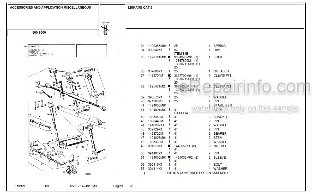 Photo 9 - Landini 6500 Parts Catalog Tractor 1423313M3