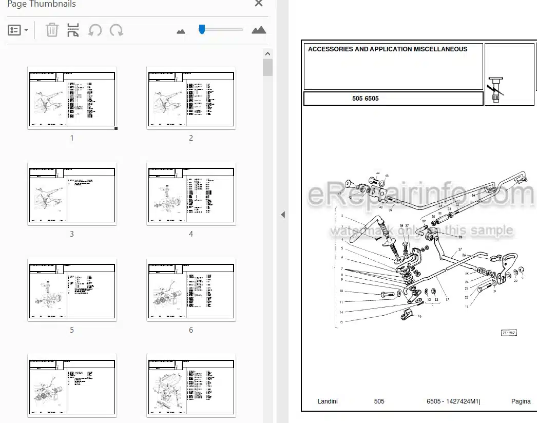Photo 3 - Landini 6505 Parts Catalog Tractor 1427424M1
