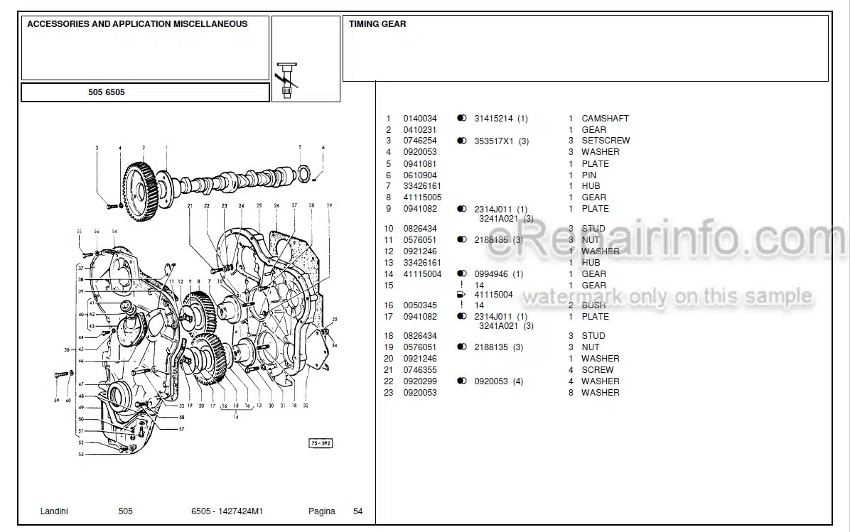 Photo 4 - Landini 6505 Parts Catalog Tractor 1427424M1