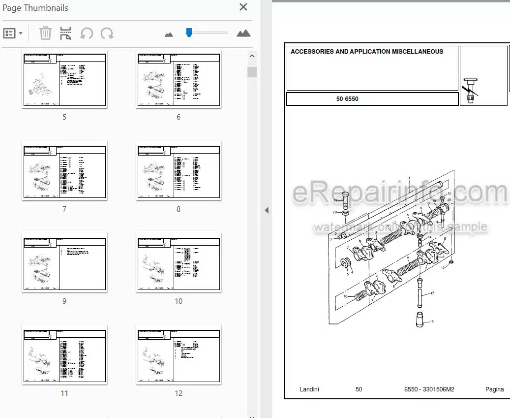 Photo 3 - Landini 6550 Parts Catalog Tractor 3301506M2