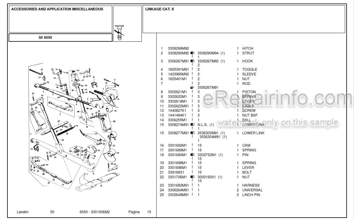 Photo 4 - Landini 6550 Parts Catalog Tractor 3301506M2