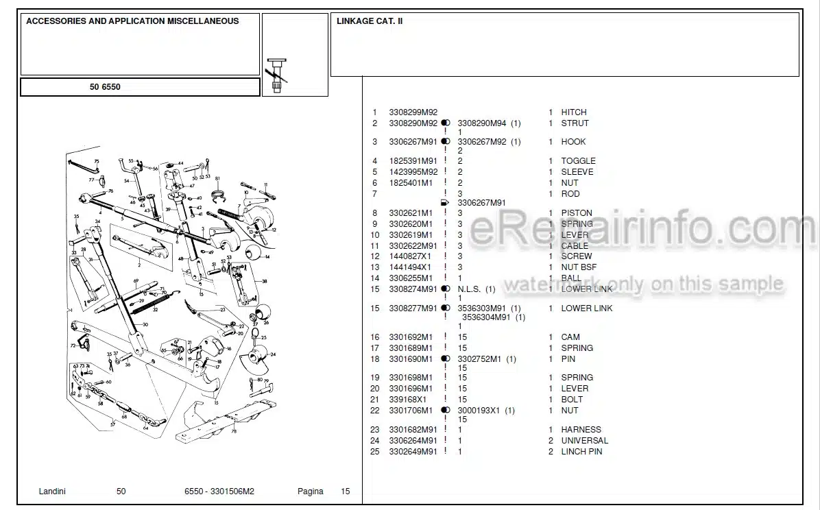 Photo 4 - Landini 6550 Parts Catalog Tractor 3301506M2