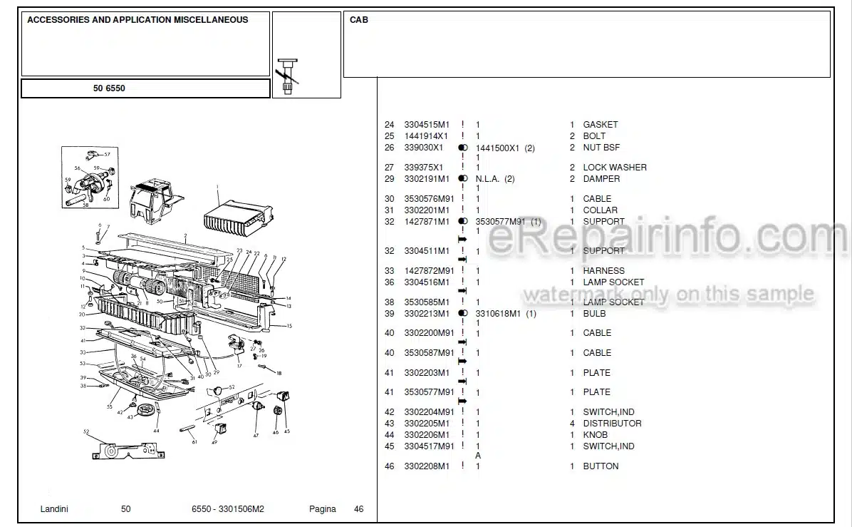 Photo 8 - Landini 6550 Parts Catalog Tractor 3301506M2