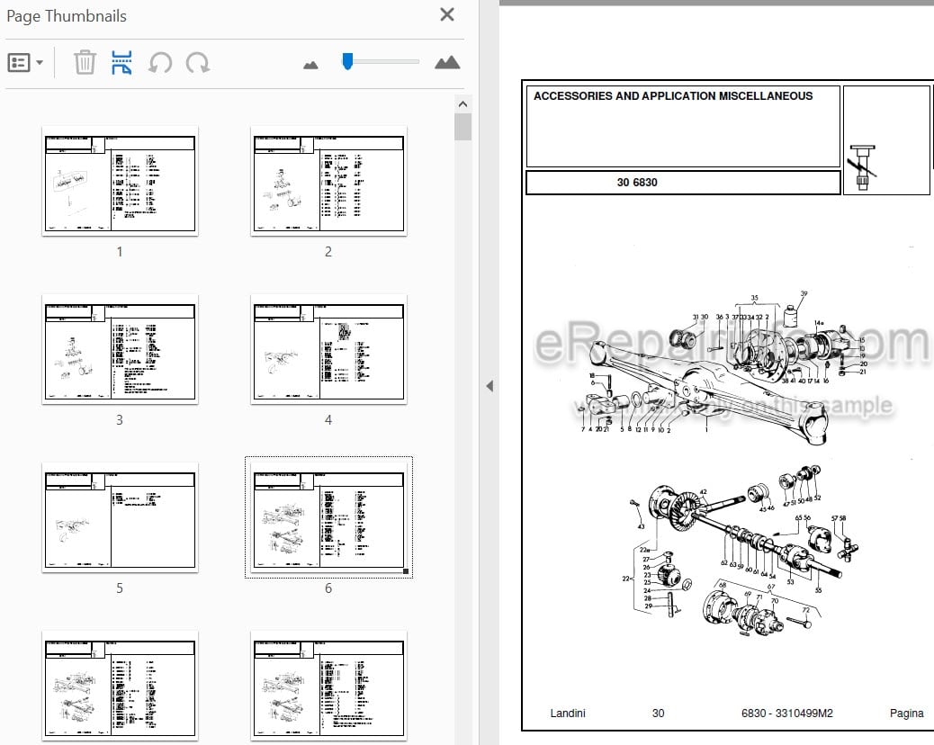 Photo 3 - Landini 6830 Parts Catalog Tractor 3310499M2