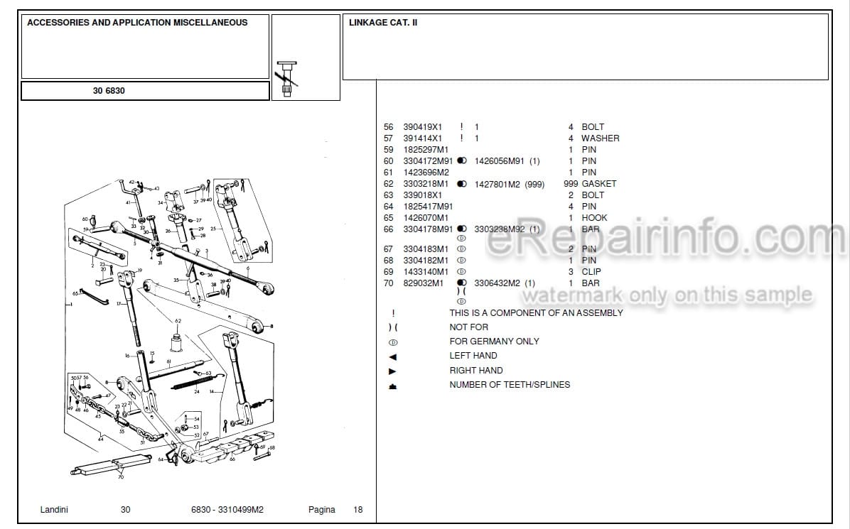 Photo 4 - Landini 6830 Parts Catalog Tractor 3310499M2