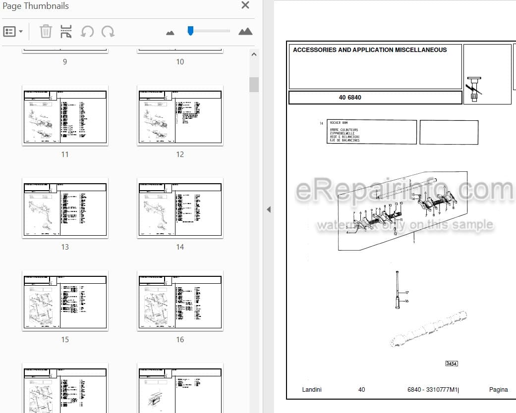 Photo 3 - Landini 6840 Parts Catalog Tractor 3310777M1