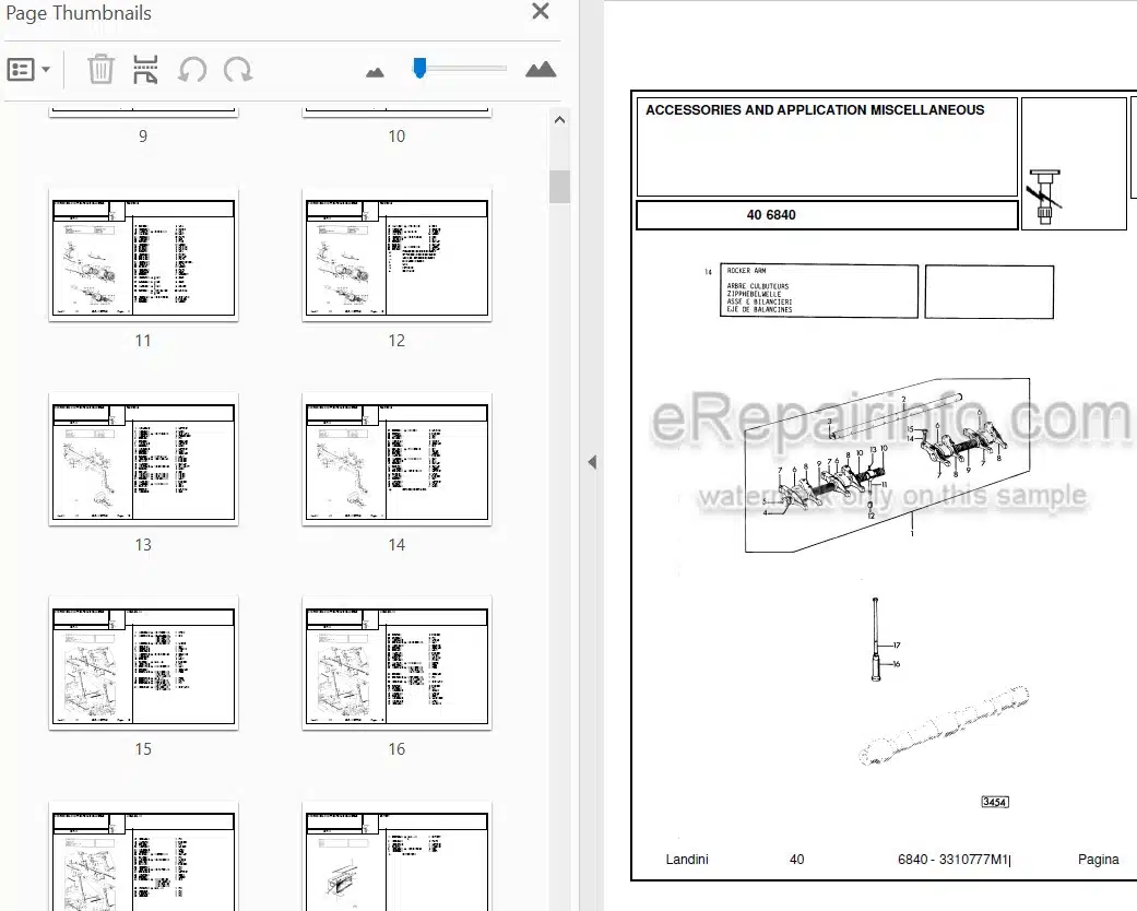 Photo 3 - Landini 6840 Parts Catalog Tractor 3310777M1