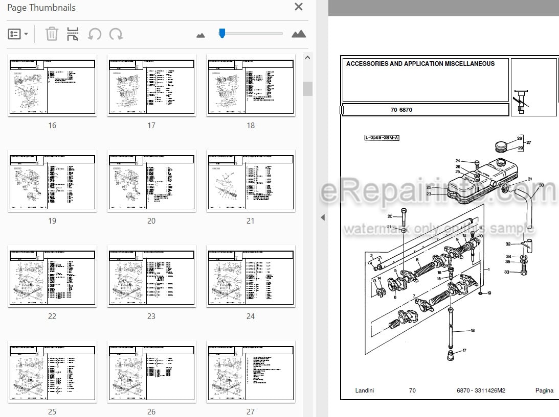 Photo 3 - Landini 6870 Parts Catalog Tractor 3311426M2