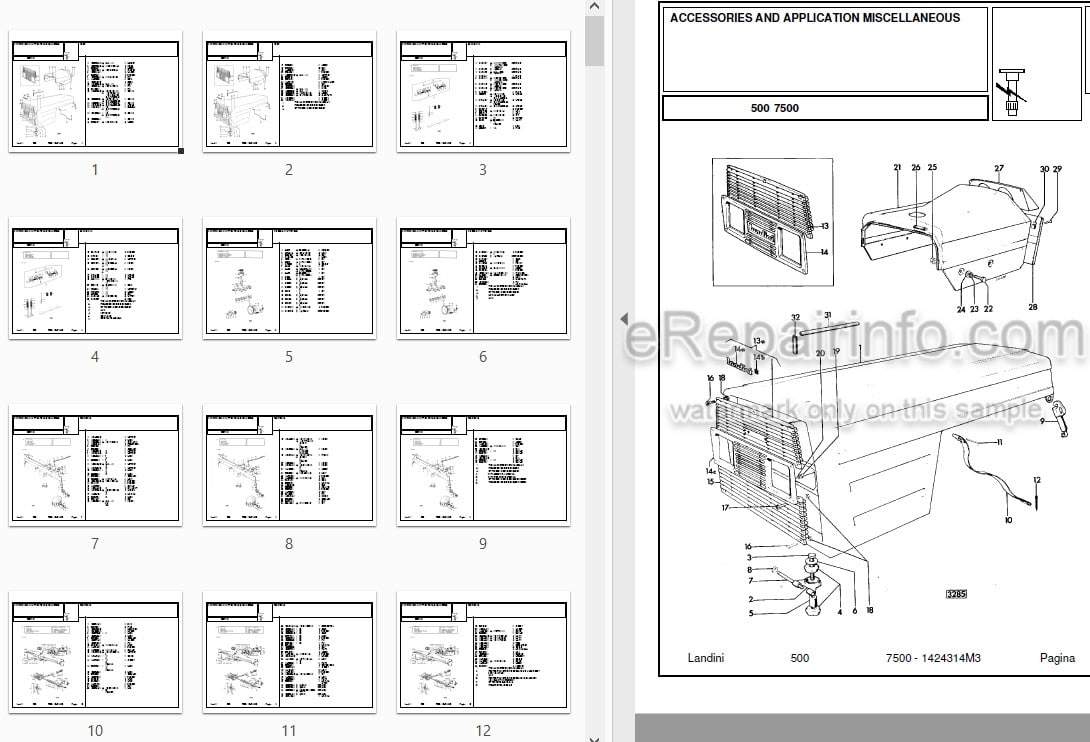 Photo 4 - Landini 7500 Parts Catalog Tractor 1424314M3