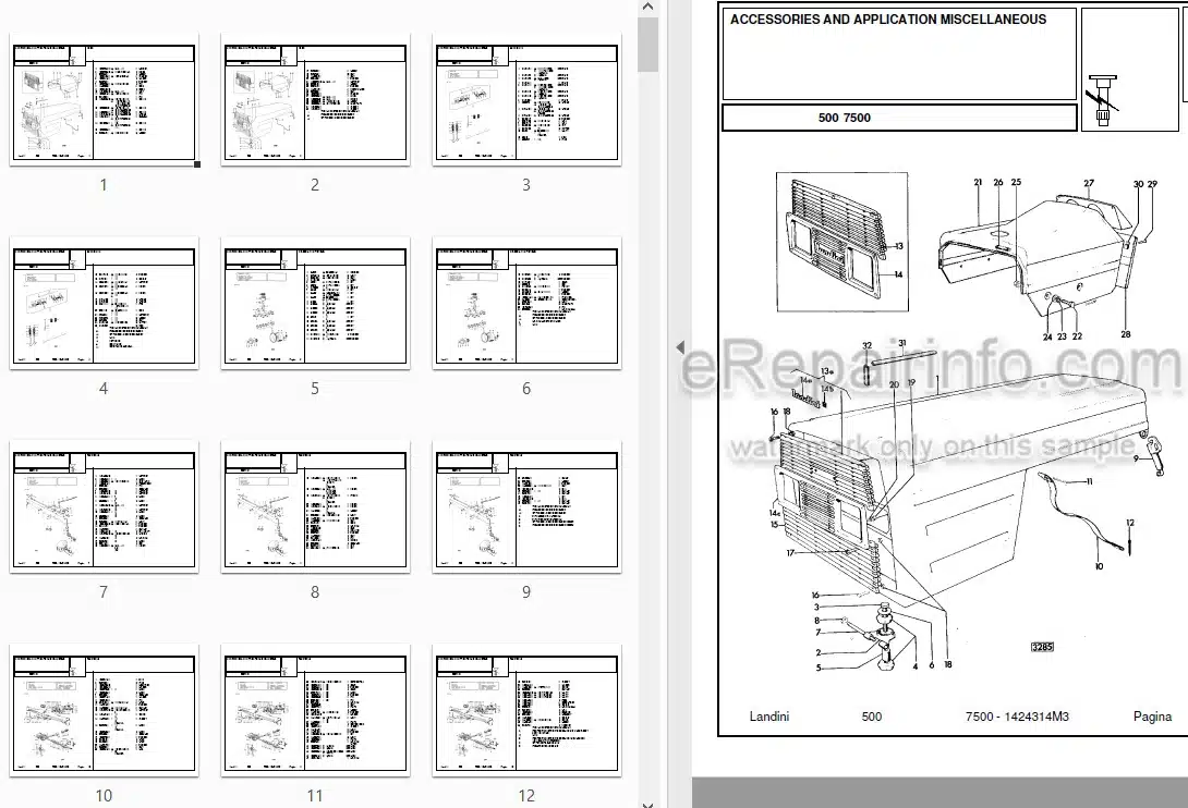 Photo 4 - Landini 7500 Parts Catalog Tractor 1424314M3