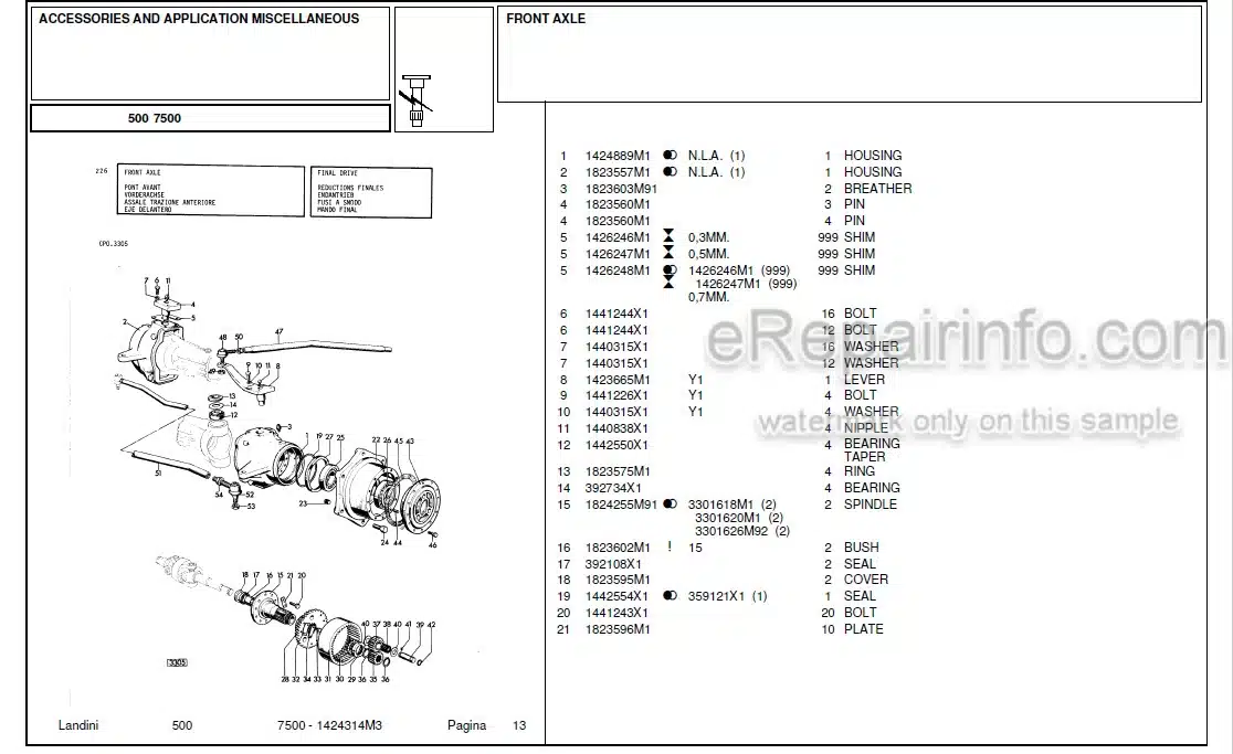 Photo 3 - Landini 7500 Parts Catalog Tractor 1424314M3