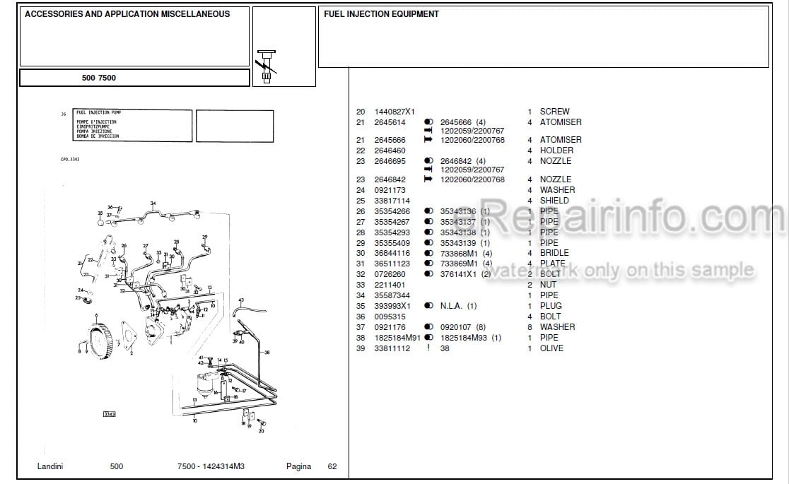 Photo 2 - Landini 7500 Parts Catalog Tractor 1424314M3