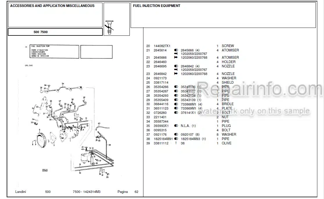 Photo 9 - Landini 7500 Parts Catalog Tractor 1424314M3