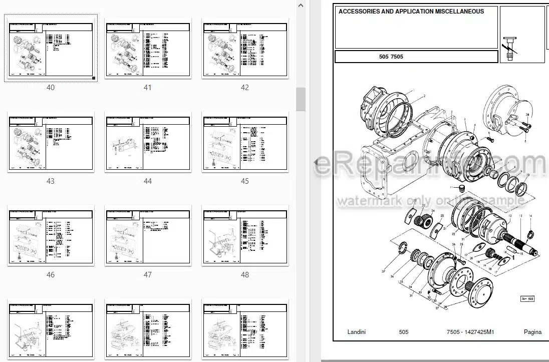 Photo 3 - Landini 7505 Parts Catalog Tractor 1427425M1